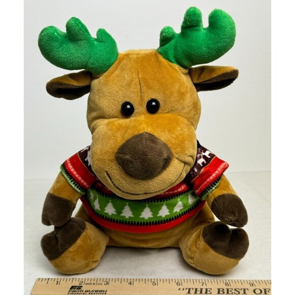 Kellytoy Plush Reindeer Moose 11" Stuffed Animal With Festive Christmas Sweater - Picture 9 of 10